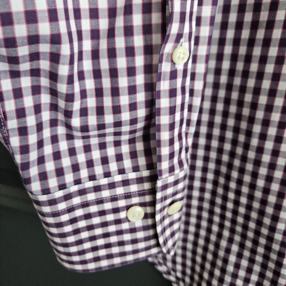 Peter Millar Mens Long Sleeve Purple White Plaid Button Down Size Large - Picture 4 of 10